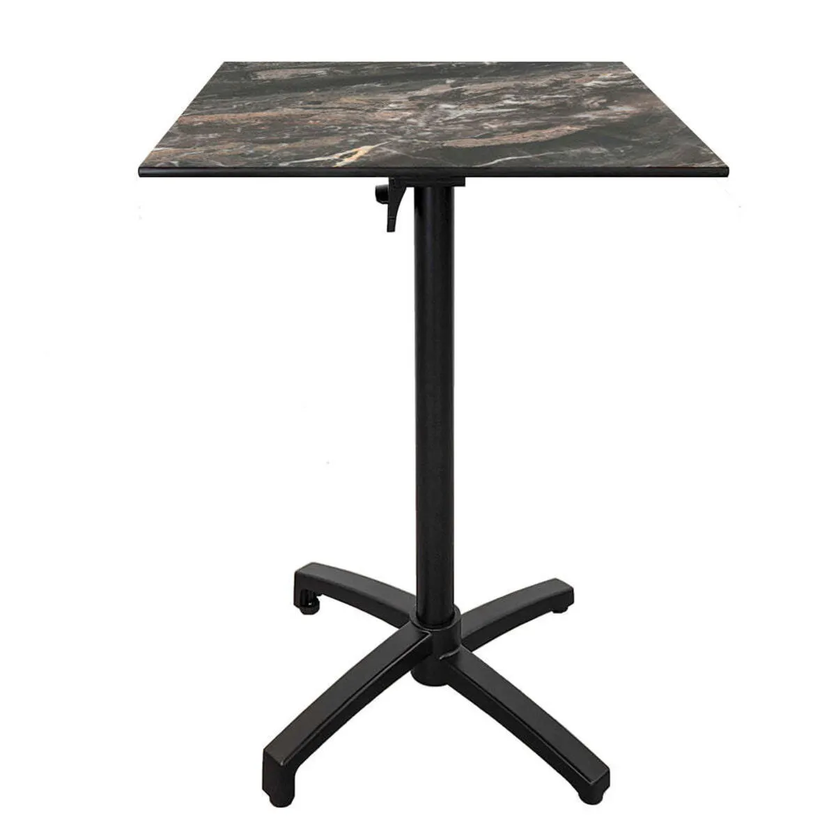 RestooTab Tavolo alto pieghevole da terrazza Diabolo quadrato; 60x60x111 cm (LxLxH); Piano tavolo nero/marrone/marmorizzato, struttura nero; quadrata - immagine 1