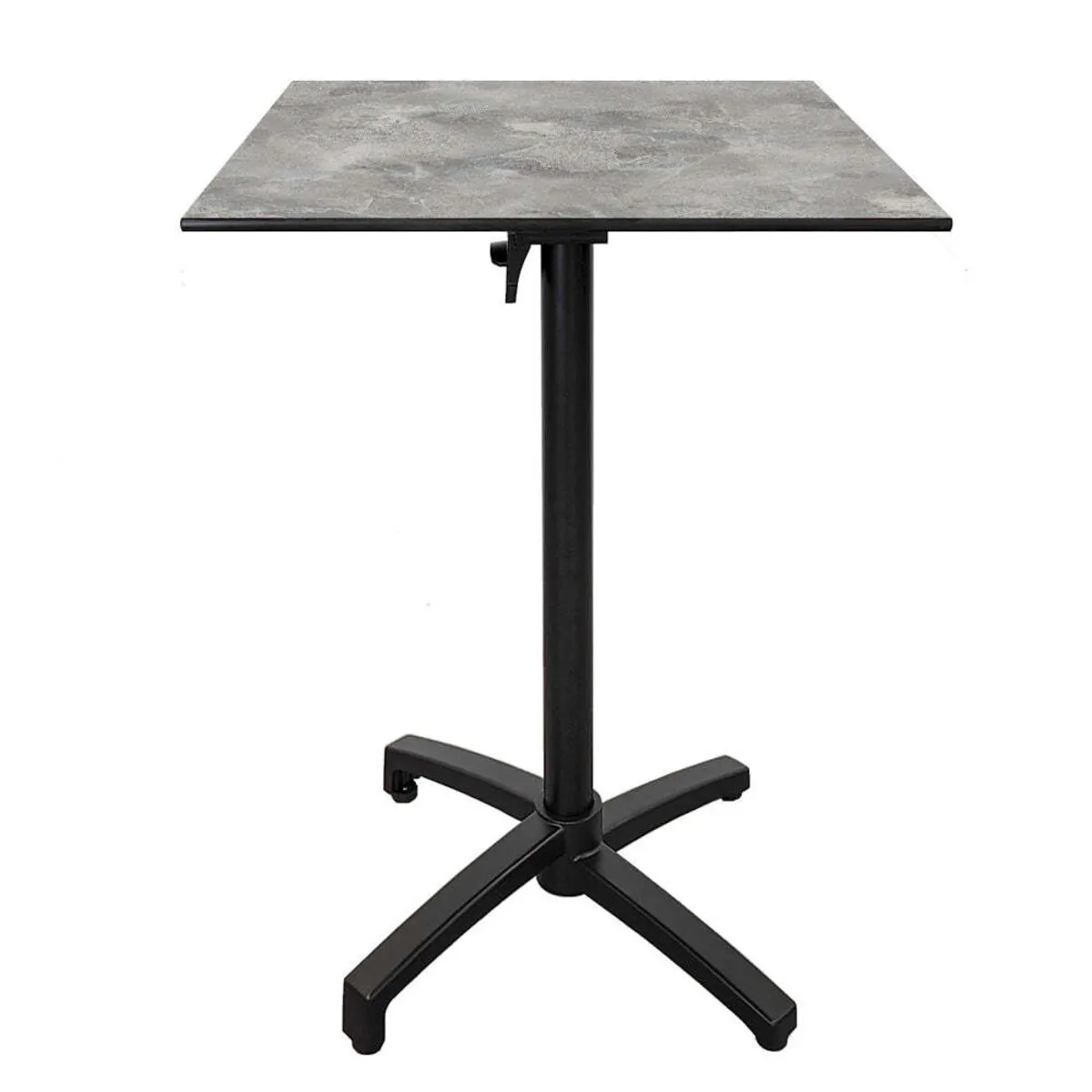 RestooTab Tavolo alto pieghevole da terrazza Diabolo quadrato; 60x60x111 cm (LxLxH); Piano tavolo grigio chiaro, struttura nero; quadrata - immagine 1