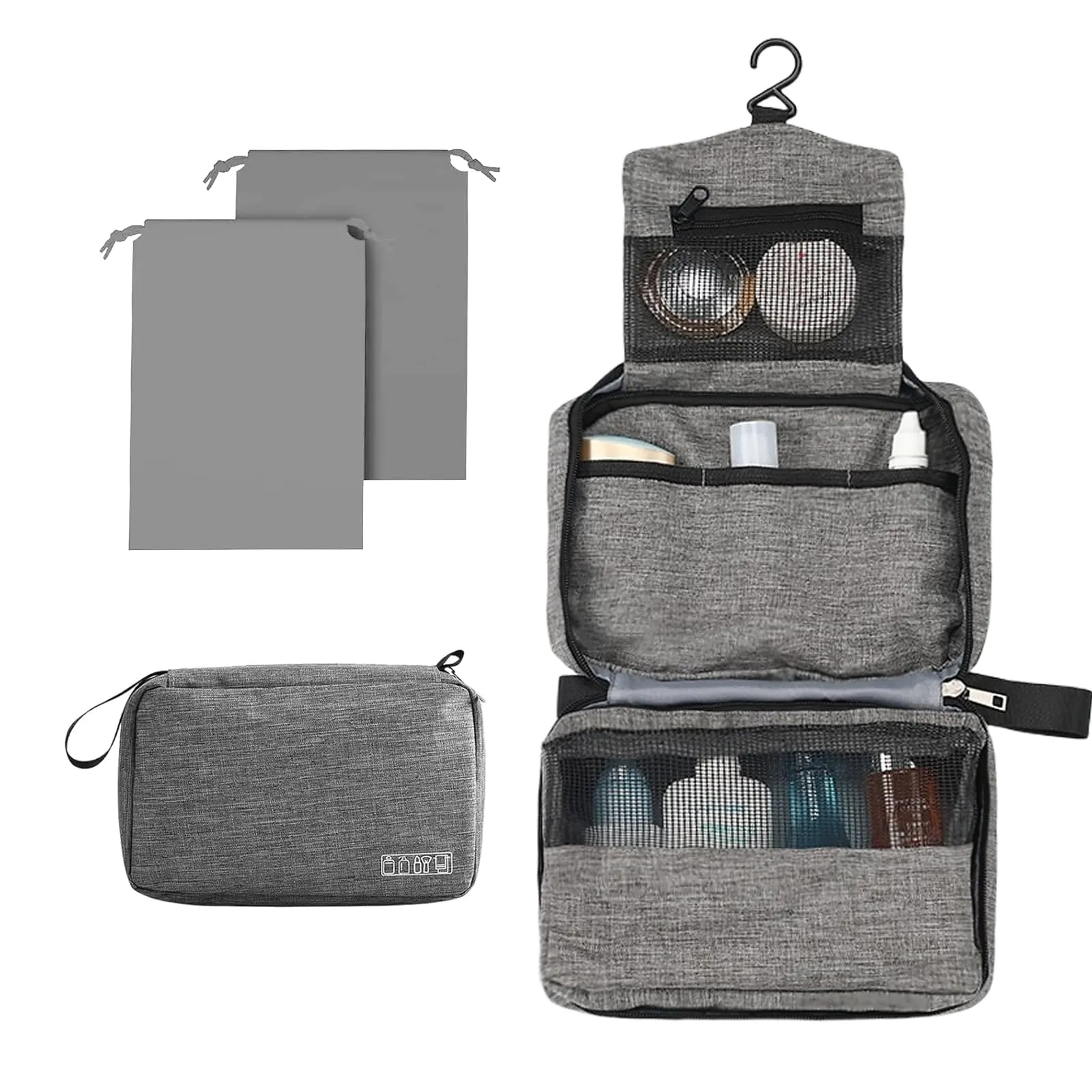 Aucuu Beauty Case da Viaggio Appendere, Borsa da Toilette per Donna Uomo, Impermeabile Trousse Trucchi, Beauty Case per Organizzare Cosmetici Oggetti Personali - immagine 8