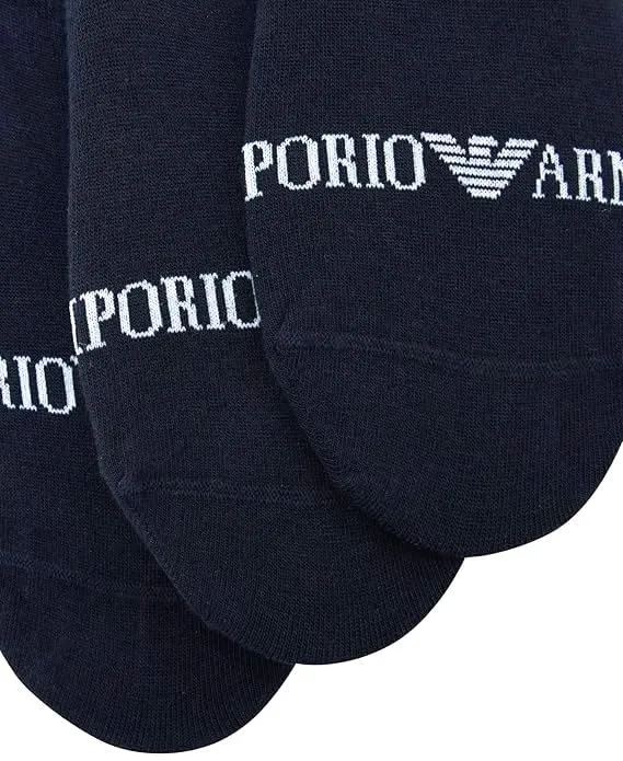 EMPORIO ARMANI EAGLE CALZINI INVISIBILI DA UOMO 3 PACCHETTI NERO L/XL - immagine 2
