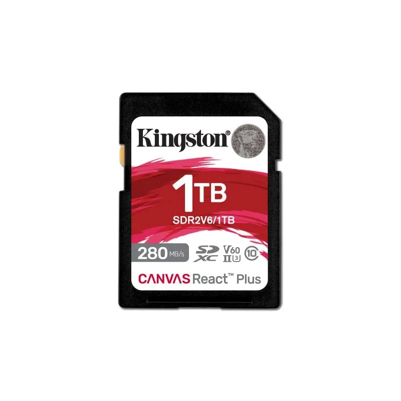 Scheda SD Kingston Canvas React Plus da 1 TB UHS-II 280 MB/s 150 MB/s V60, nera - immagine 1