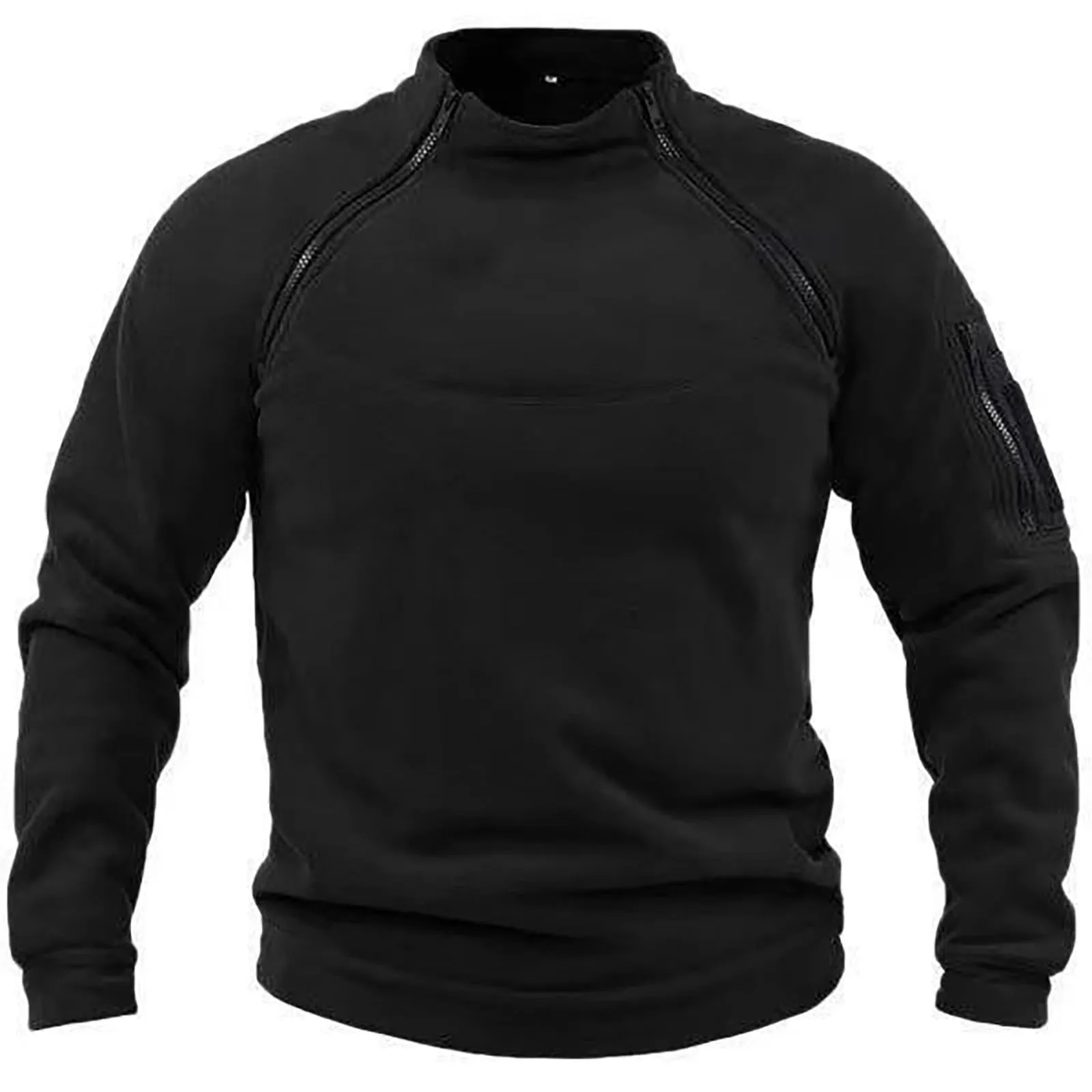 Duohropke Maglietta militare da uomo Maglietta tattica Combat Shirt Slim Fit a maniche lunghe Maglietta mimetica Paintball Airsoft Army Camicia Uniforme militare, 01 nero, S - immagine 2