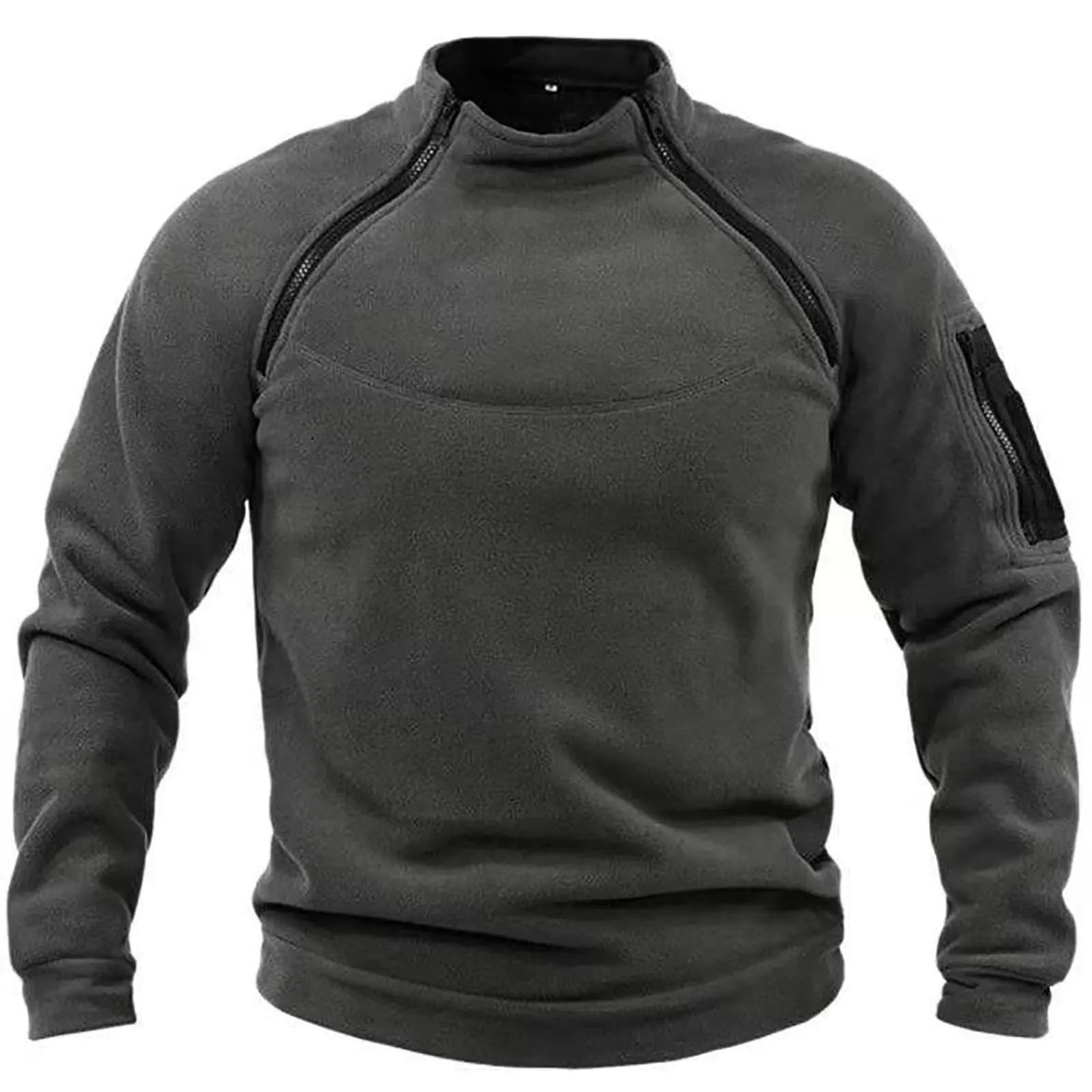Duohropke Maglietta militare da uomo Maglietta tattica Combat Shirt Slim Fit a maniche lunghe Maglietta mimetica Paintball Airsoft Army Camicia Uniforme militare, 01 grigio, S - immagine 2
