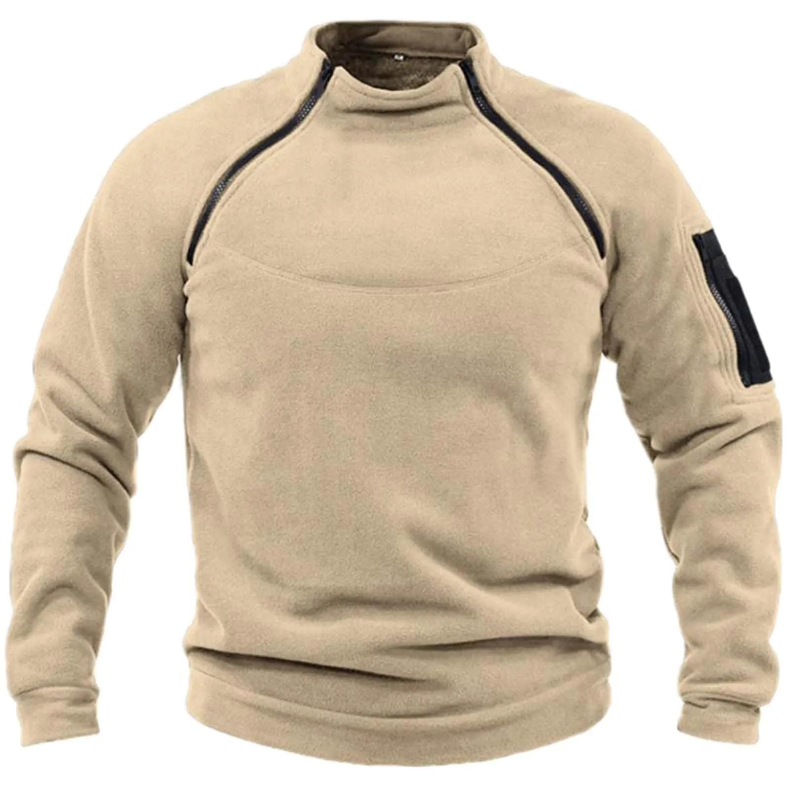 Duohropke Maglietta militare da uomo Maglietta tattica Combat Shirt Slim Fit a maniche lunghe Maglietta mimetica Paintball Airsoft Army Camicia Uniforme militare, 01 kaki., XL - immagine 1