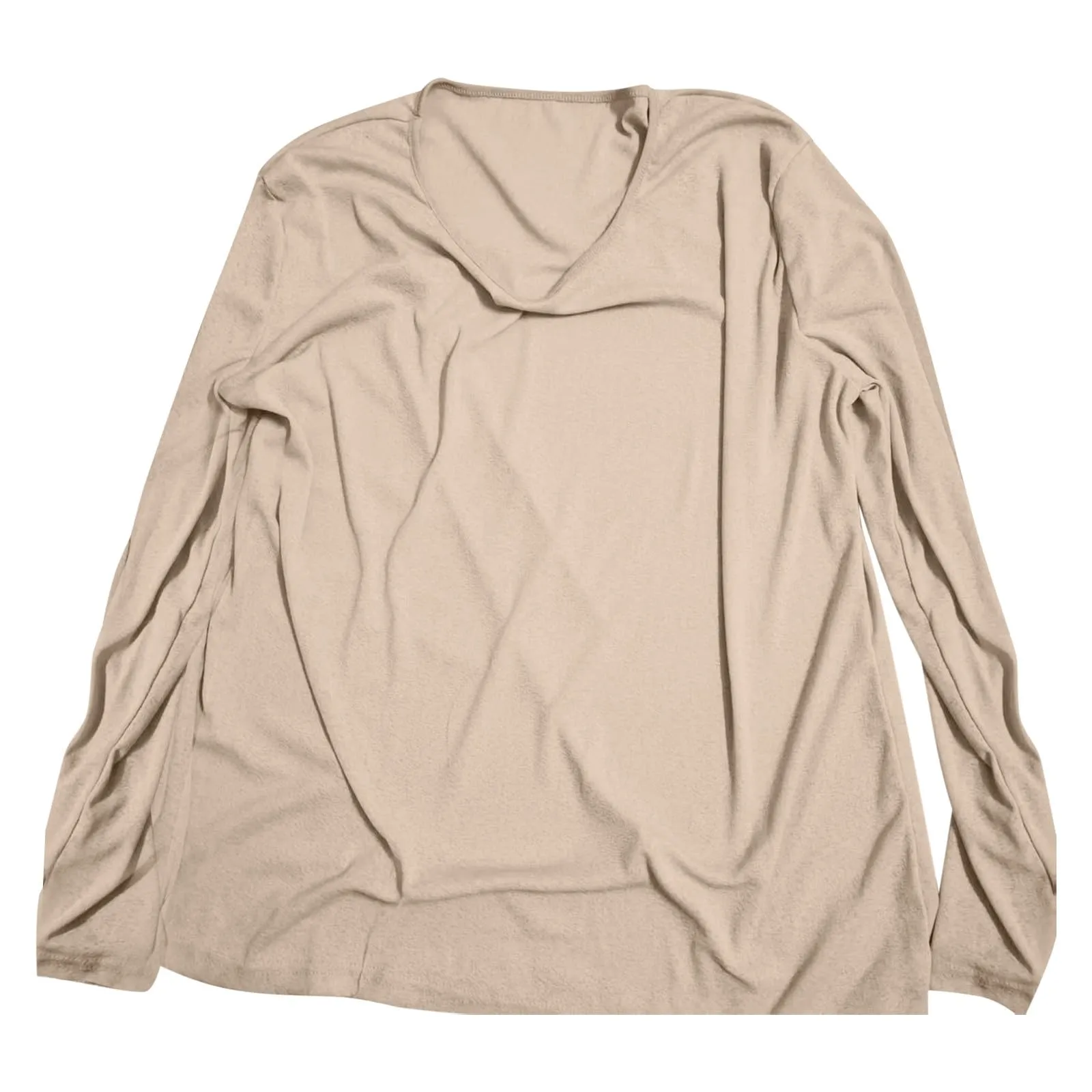 Duohropke Maglia a maniche lunghe da uomo con scollo a V profondo, a maniche lunghe, slim fit, camicia a maniche lunghe, da uomo, sexy, oversize, con collo a V, maglietta sportiva sottile, cachi, S - immagine 4