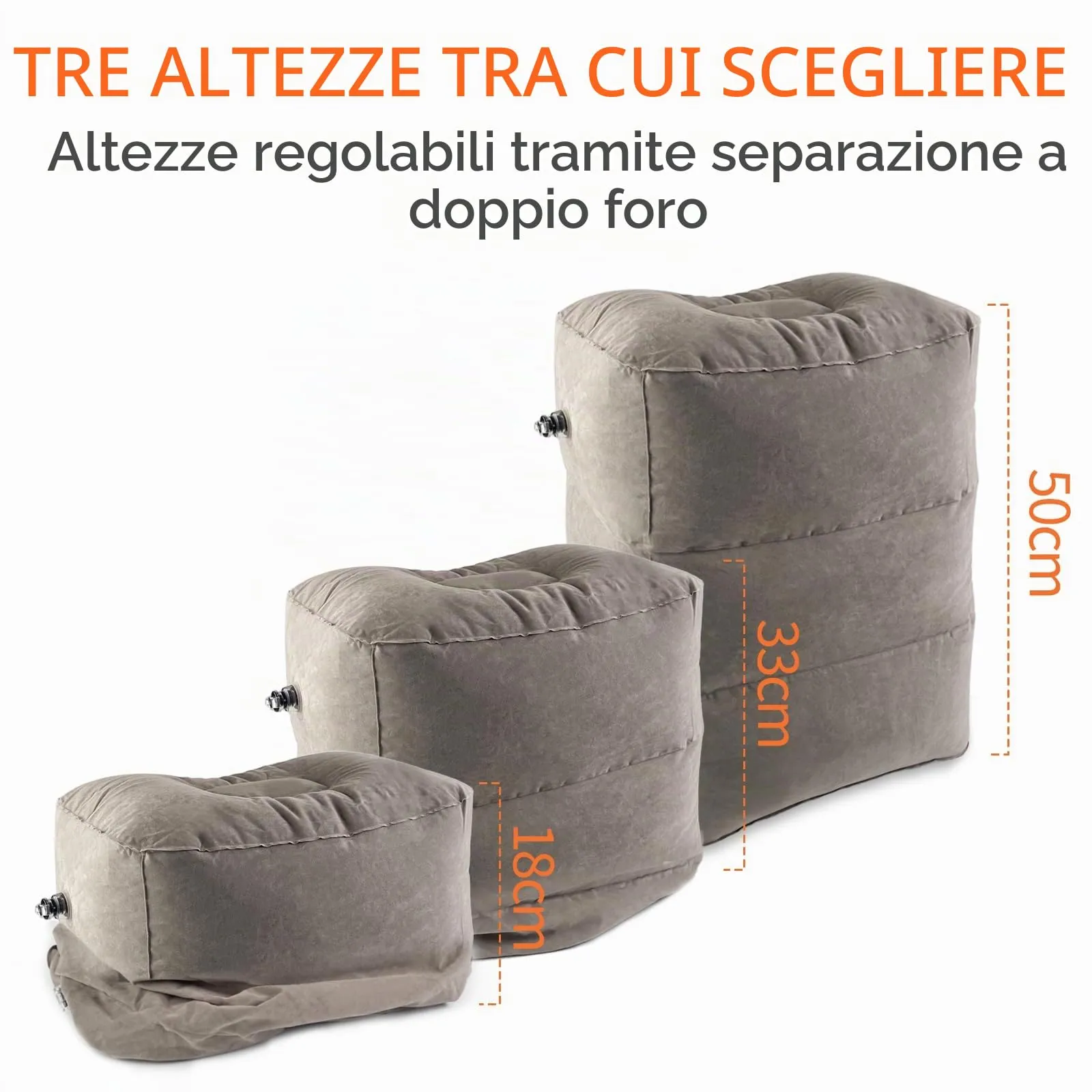 VELLUSTRA Poggiapiedi Gonfiabile da Viaggio, 3 Strati Cuscino per Poggiapiedi da Viaggio, Cuscini Regolabili in Altezza, Portatile per Gambe Poggiagambe Cuscino, per Aereo, Ufficio, Casa - immagine 3