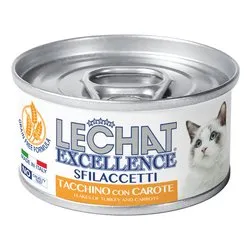Alimento sfilaccetti gatti adulti (80gr) gusto tacchino, carote LECHAT EXCELLENCE 6084 - immagine 1