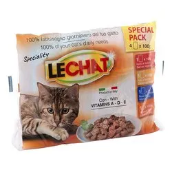 Alimento bocconcini gatti adulti (400gr) gusto carni, pesce LECHAT 0805 - immagine 1