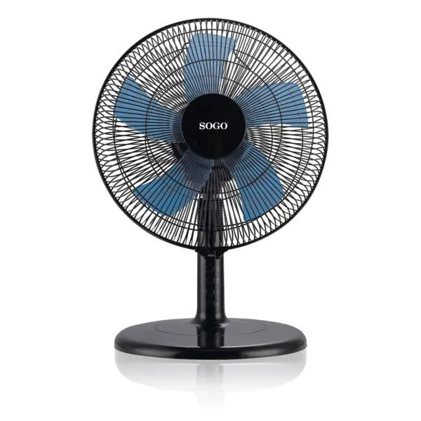 Ventilatore oscillante Sogo 45W 30cm 3 velocità Basso rumore Base stabile Nero/Blu - immagine 1