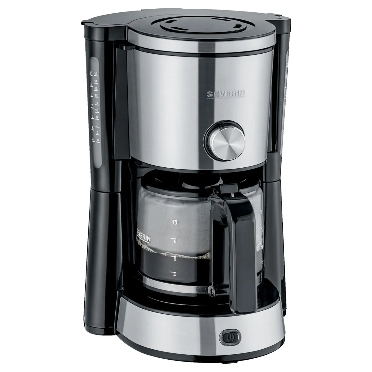 Severin Macchina da caffè KA 4825 con caraffa in vetro; 1000 ml, 23x34x27.5 cm (LxHxP); nero/argento - immagine 1