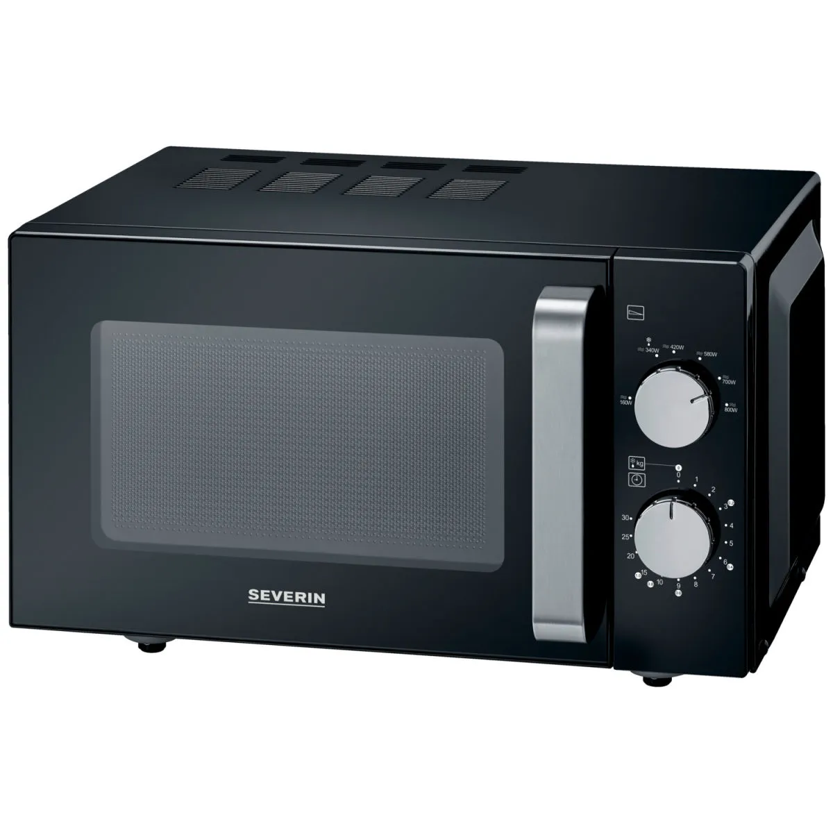 Severin Forno a microonde con fondo in vetro SEVERIN MW 7761; 20000 ml, 46.5x39.5x27.5 cm (LxPxH); nero/argento - immagine 1