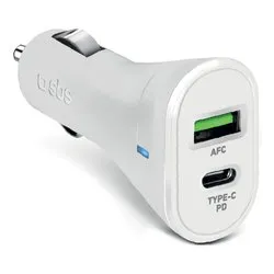 Caricabatterie accendisigari USB Type-A, USB Type-C CAR CHARGER 20W Dual Power Delivery White TECRPD20W - immagine 1