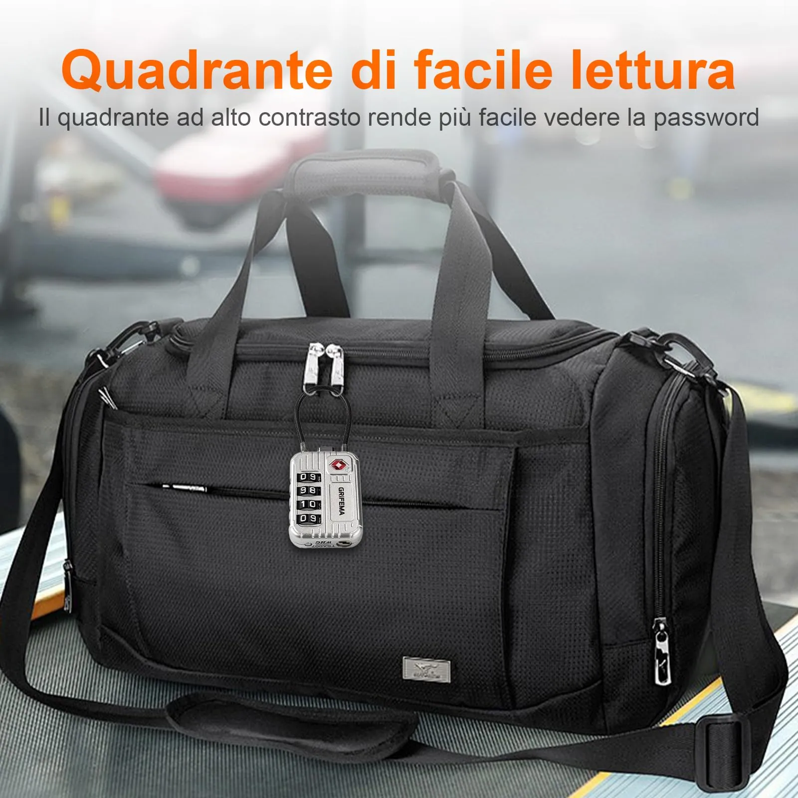 GRIFEMA GA1008W Lucchetto TSA Combinazione 4 Cifre Bianco - immagine 4