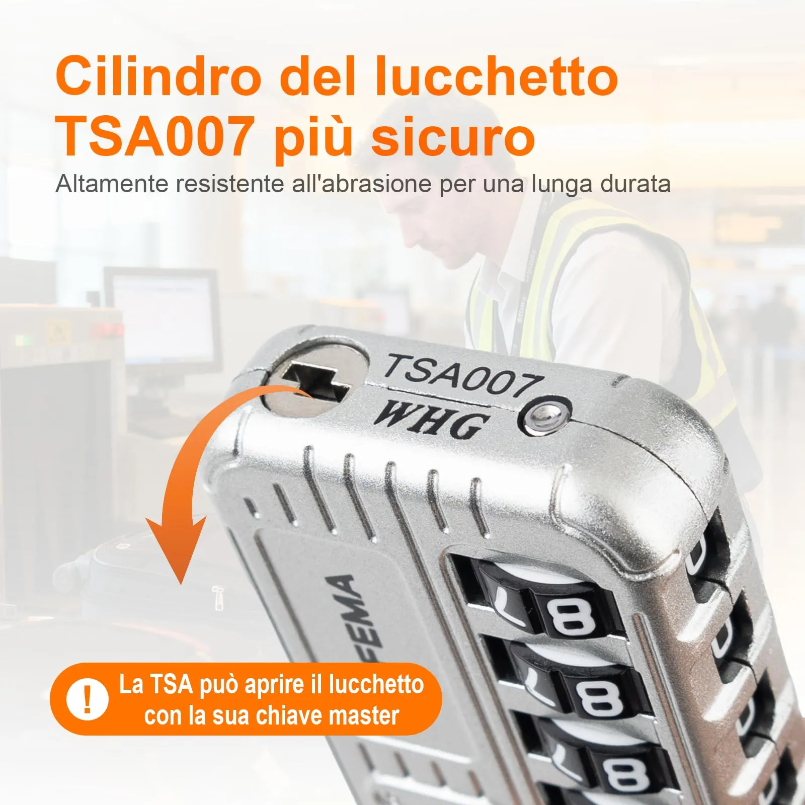 GRIFEMA GA1008W Lucchetto TSA Combinazione 4 Cifre Bianco - immagine 6