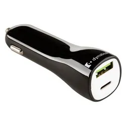 Caricabatterie accendisigari USB Type-A, USB Type-C 45W Dual Black e White PX2000E 1CHG - immagine 1