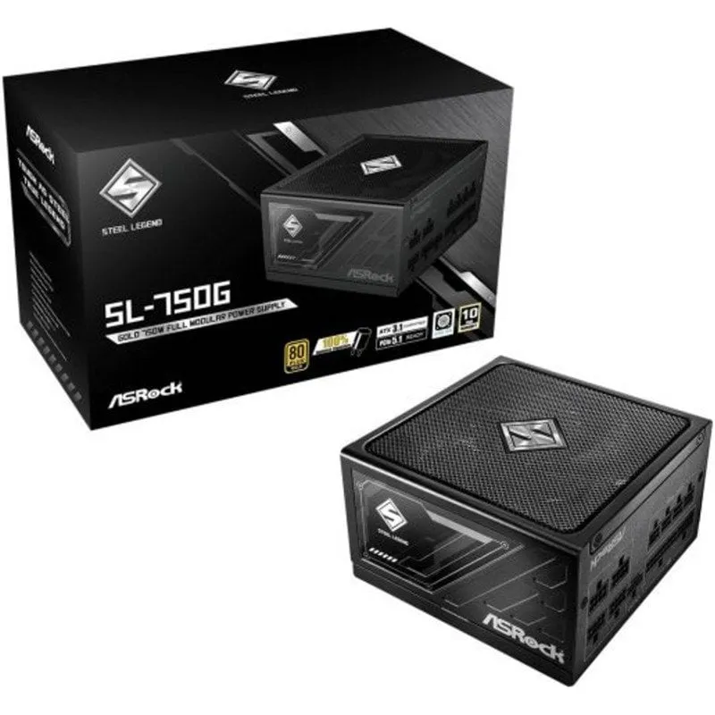 Alimentatore Asrock Legend 750W 80 PLUS Gold Steel Total Protection Nero - immagine 1