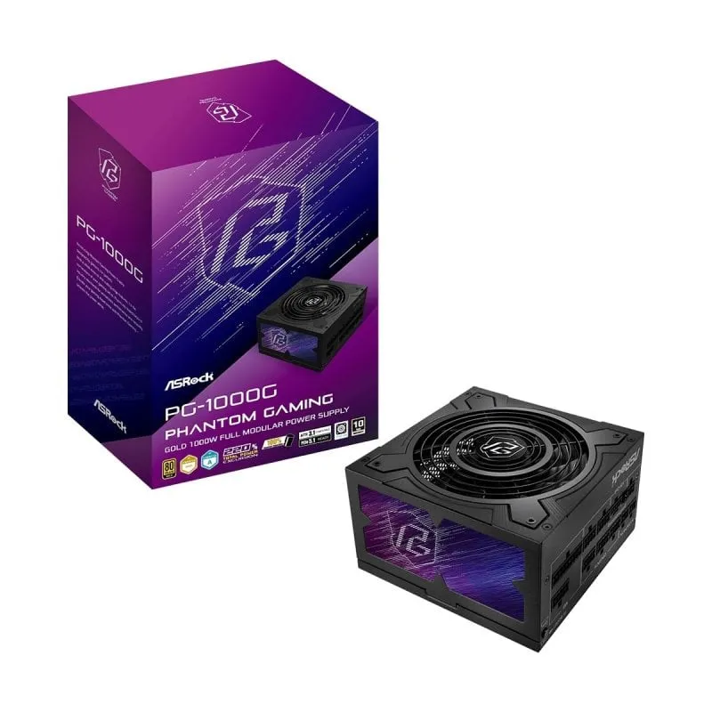 Alimentatore modulare multi-rail Asrock 1000W 80+ Gold Phantom Gaming con garanzia di 5 anni - immagine 1