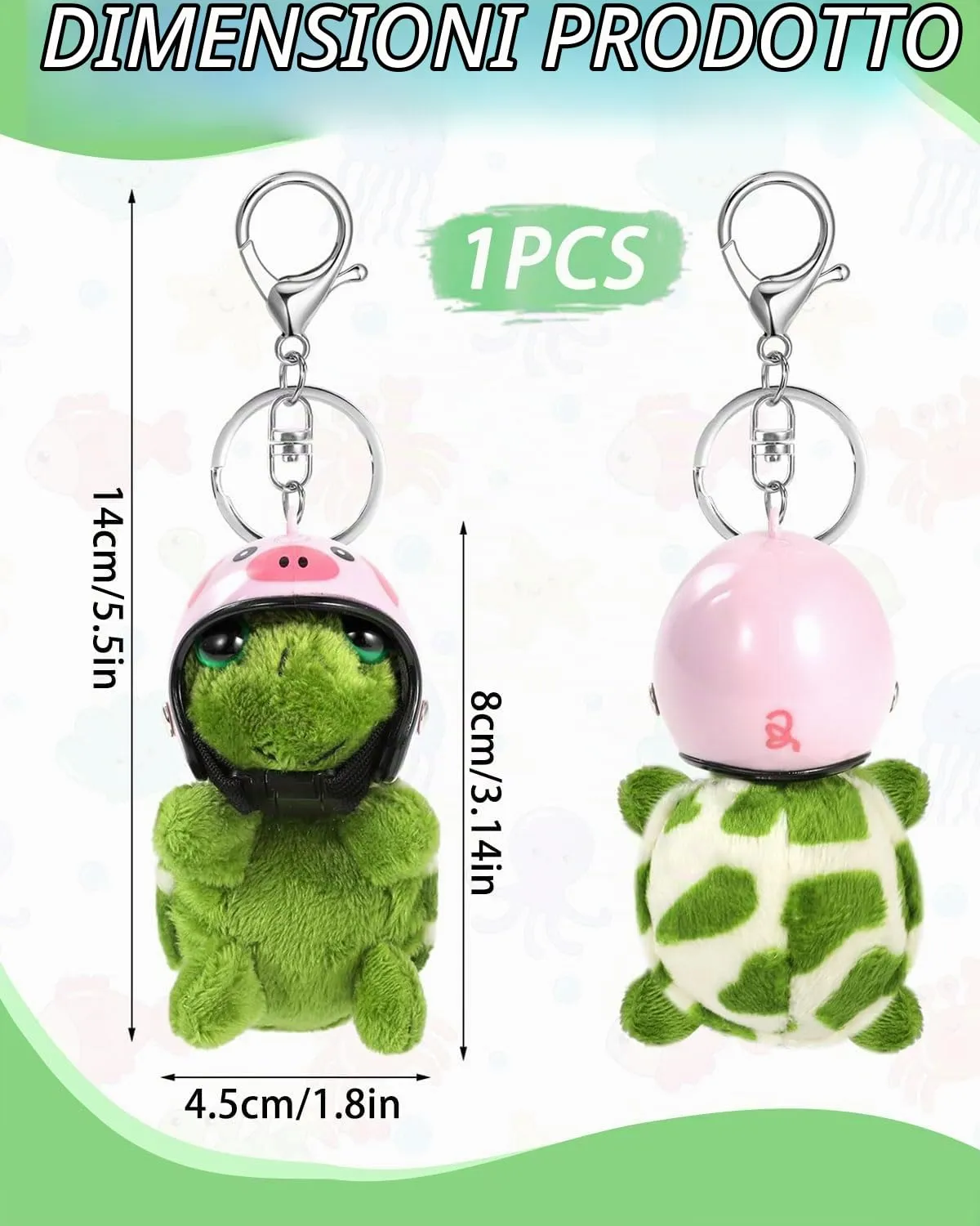 HUVZOR 1pcs Carino Portachiavi Peluche morbido Tartaruga Ciondolo Portachiavi Personalizzato Auto Portachiavis Zaino Borsa Ciondoli per donne ragazze regalo - immagine 2