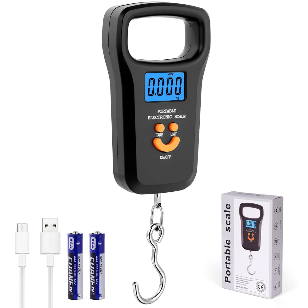 OSDUE Bilancia da Pesca,Bilancia Digitale pesa con gancio,50kg Bilancias Portatile Elettronica Professionale con Display LCD Retroilluminato,2 batterie AAA incluse per acquisti,espresso postale,pesca - immagine 8