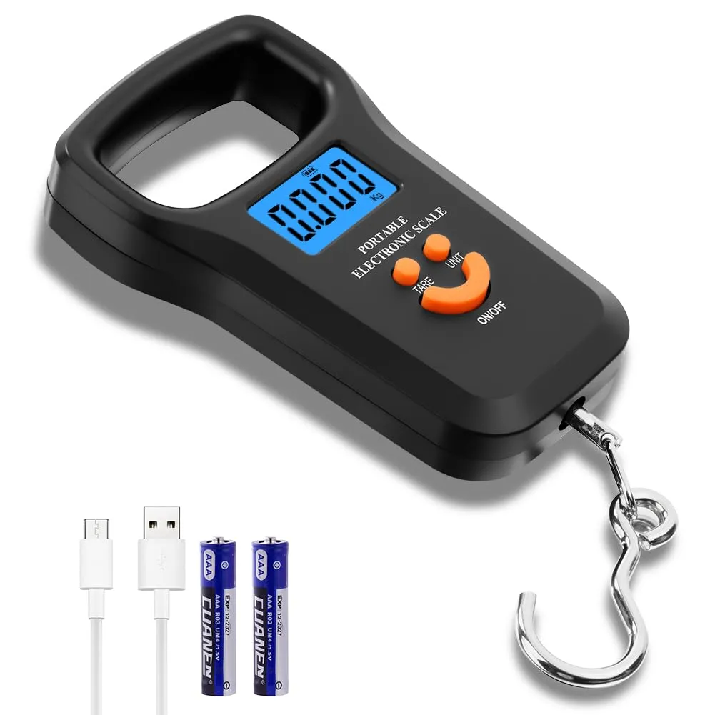 OSDUE Bilancia da Pesca,Bilancia Digitale pesa con gancio,50kg Bilancias Portatile Elettronica Professionale con Display LCD Retroilluminato,2 batterie AAA incluse per acquisti,espresso postale,pesca - immagine 9