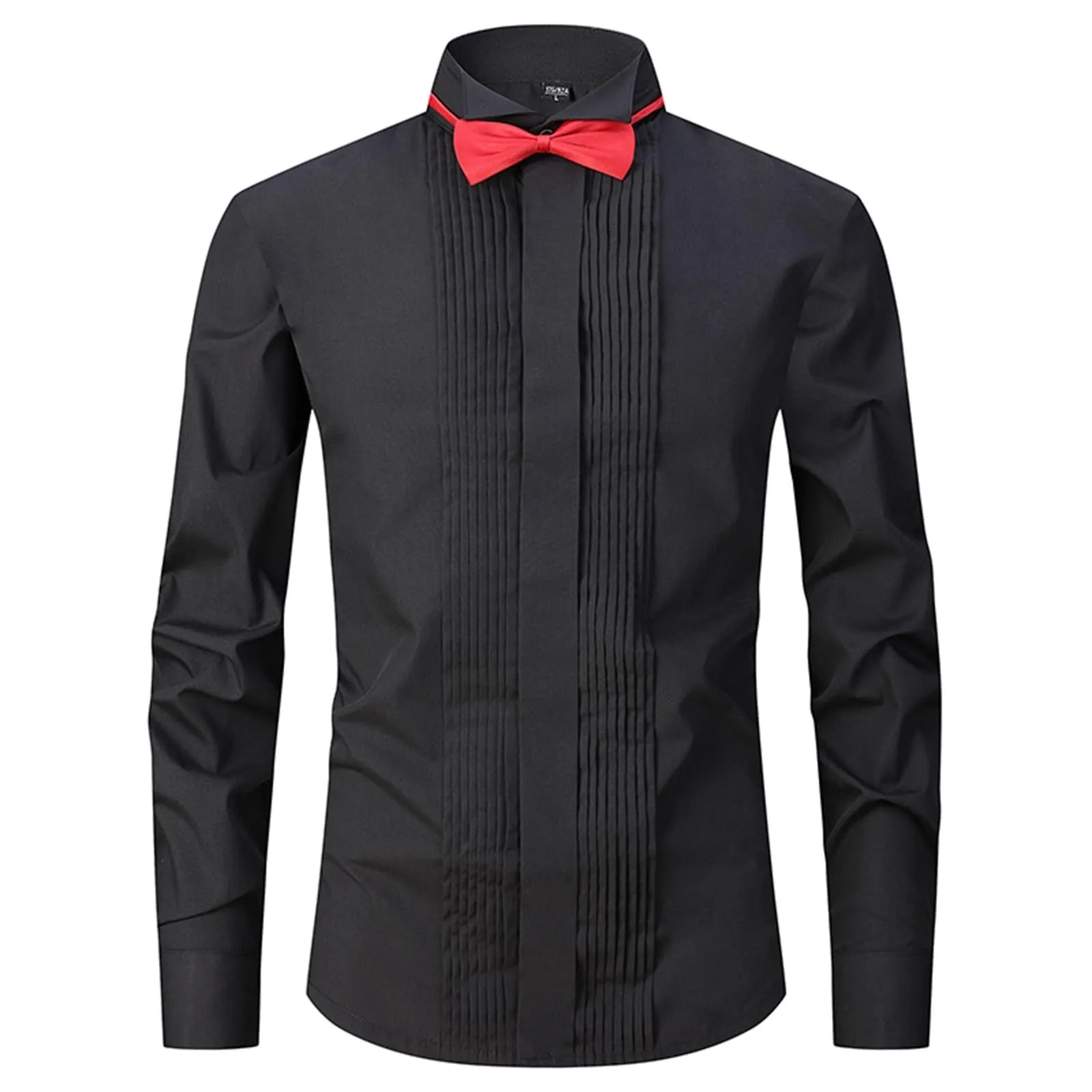 Mymyguoe Camicia da Sposo Uomo a Maniche Lunghe Pieghe Formale Camicia da Sposo Business Party Camicia a Maniche Lunghe Taglio Aderente Smoking Camicie Formali per Eventi Camicie Tinta Unita Camicie - immagine 6