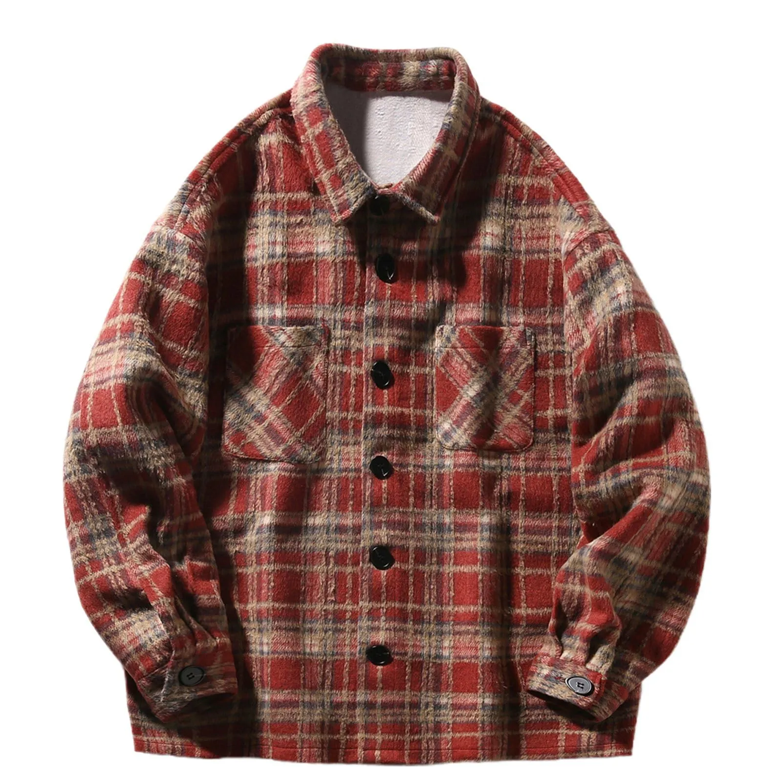 Camicia a quadri uomo camicia da lavoro loose fit camicia di flanella camicia a quadri camicia da boscaiolo invernale blusa Oktoberfest camicia tradizionale classica con risvolto camicia casual a - immagine 1