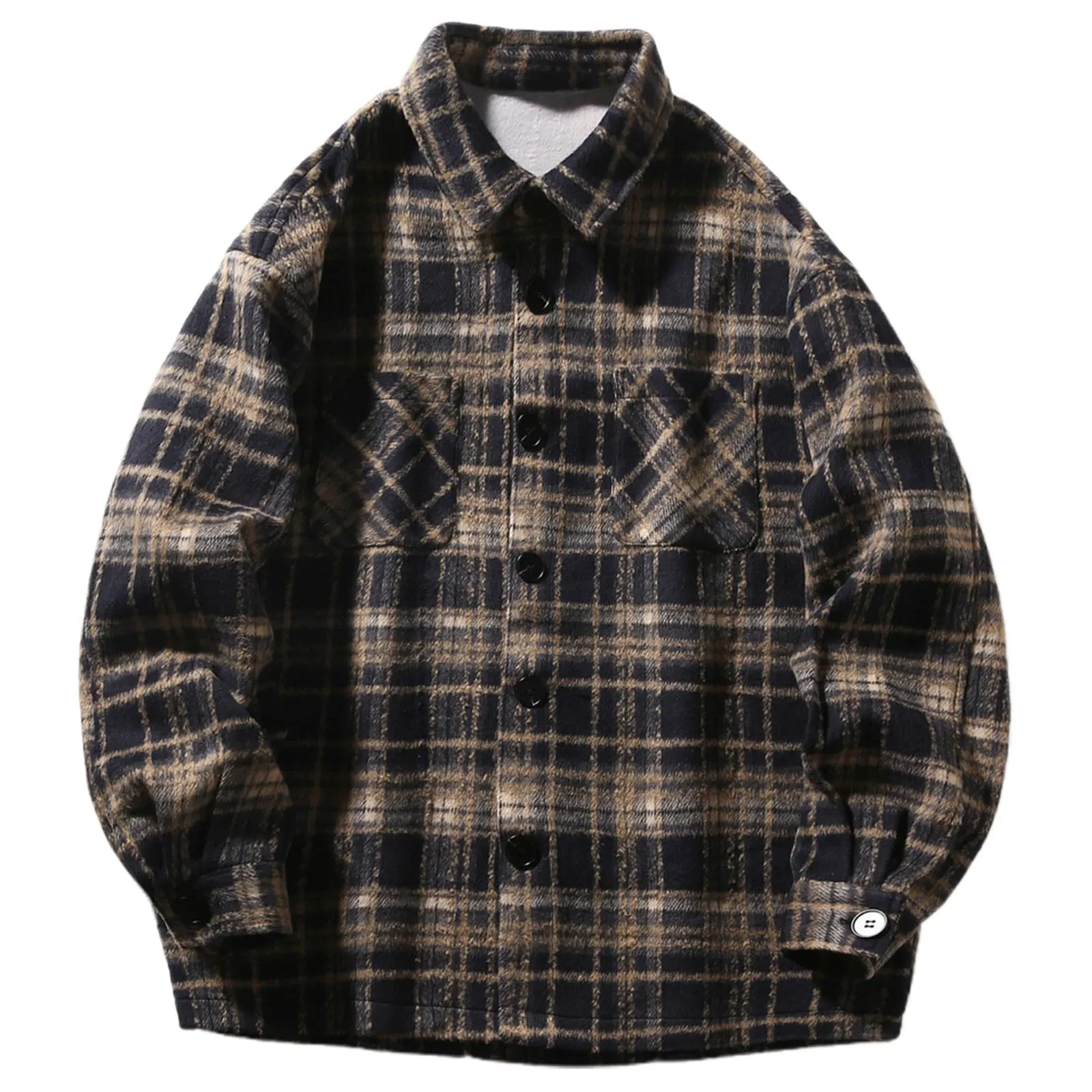 Camicia a quadri uomo camicia da lavoro loose fit camicia di flanella camicia a quadri camicia da boscaiolo invernale blusa Oktoberfest camicia tradizionale classica con risvolto camicia casual a - immagine 1