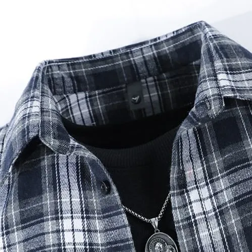 Camicia a quadri uomo camicia da lavoro loose fit camicia di flanella camicia a quadri camicia da boscaiolo invernale blusa Oktoberfest camicia tradizionale classica con risvolto camicia casual a - immagine 4