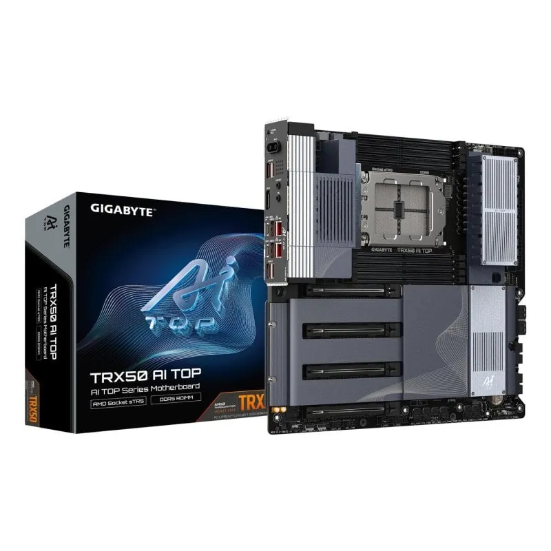 Placa Base GIGABYTE TRX50 AI TOP-2B AMD TRX50 Socket sTR5 DDR5 Extended ATX WiFi 7 LAN 10GbE USB4 PCIe 5.0 RAID - immagine 1