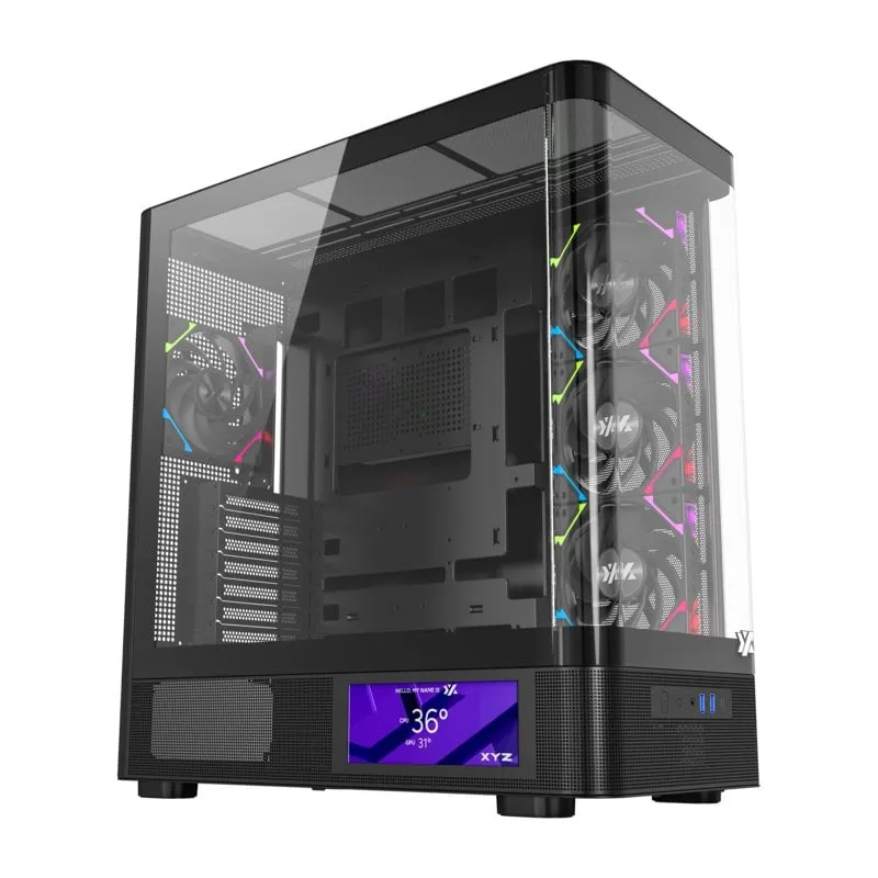 Case per PC in vetro curvo XYZ QUANTUM PRO/schermo da 6,2"/supporto GPU da 400 mm/A-RGB/ATX - immagine 1