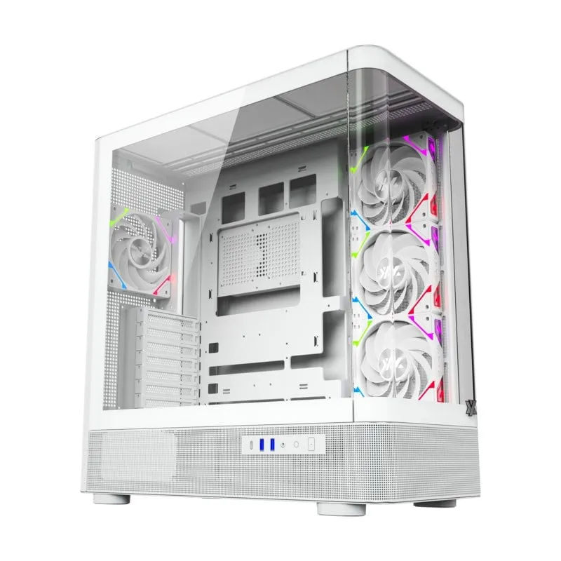 XYZ Quantum Tower Vetro Curvo Doppio 4xVortex A-RGB ATX/420mm Liquid USB-C Nero/Bianco - immagine 1