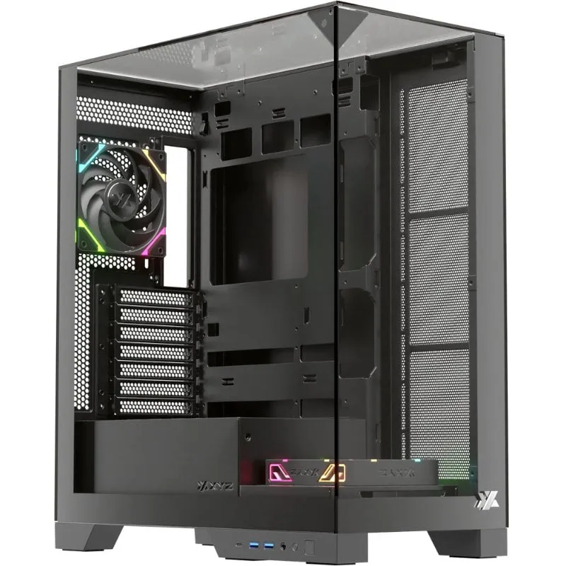 XYZ Trifecta Panoramic ATX Gaming Case Vetro Temperato 2x VORTEX A-RGB USB-C - immagine 1