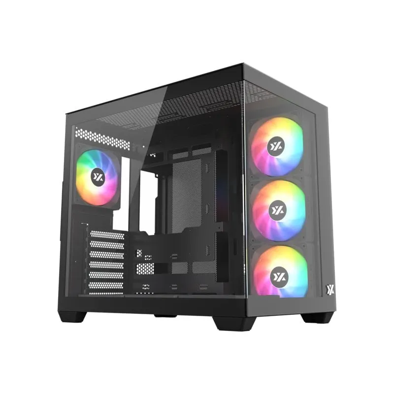 XYZ TESSERACT X Chassis ATX Vetro temperato 7x120mm ARGB PWM Doppia Camera USB-C Nero/Bianco - immagine 1