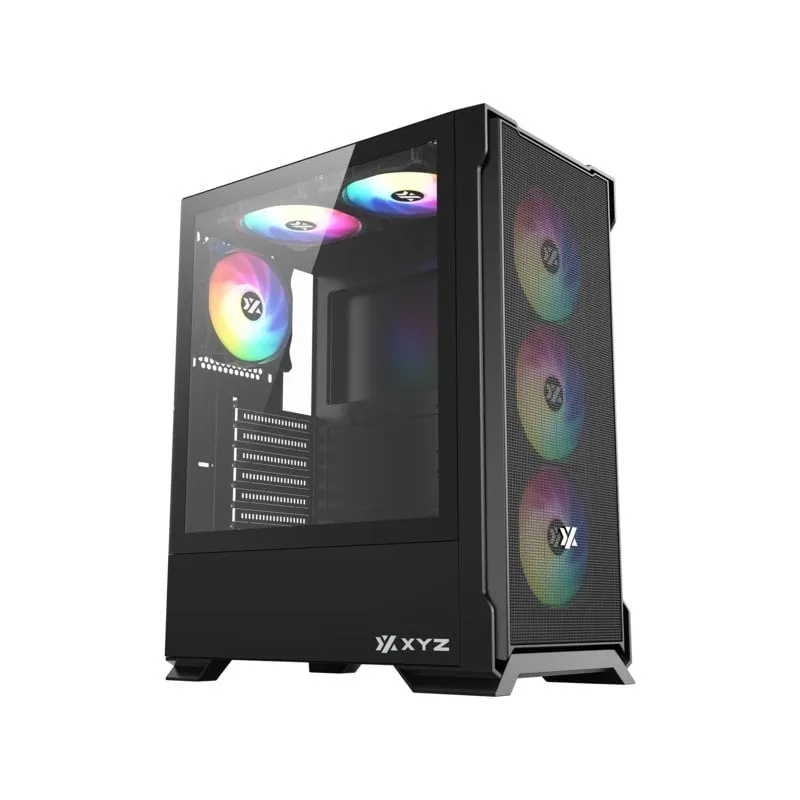 XYZ AIRONE 300-X Mesh Tower 6x120mm ARGB Vetro temperato ATX Bianco/Nero - immagine 1