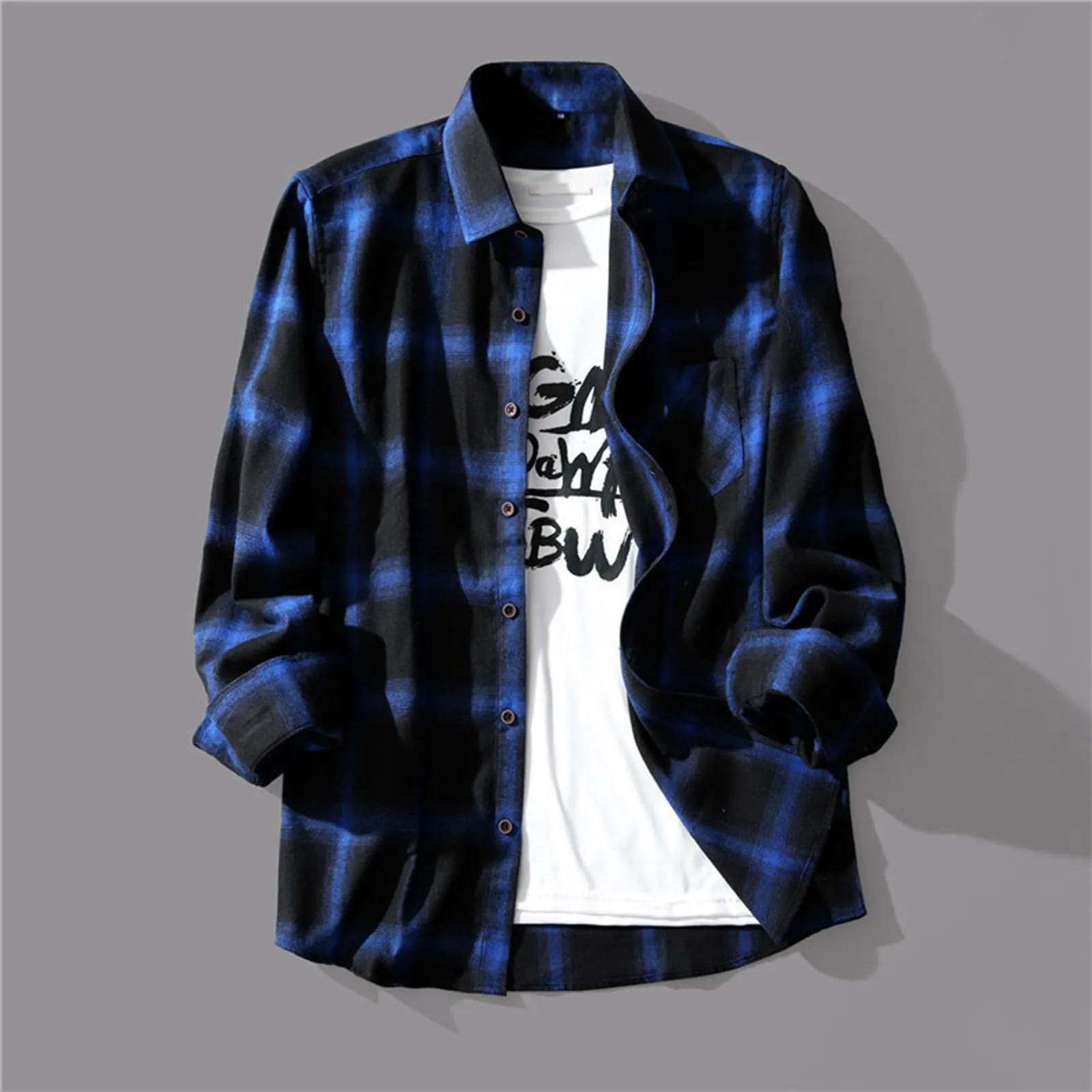 Camicia a quadri da uomo, camicia da lavoro loose fit, camicia di flanella, camicia a quadri, camicia da boscaiolo invernale, blusa Oktoberfest, camicia tradizionale classica con risvolto, camicia - immagine 2