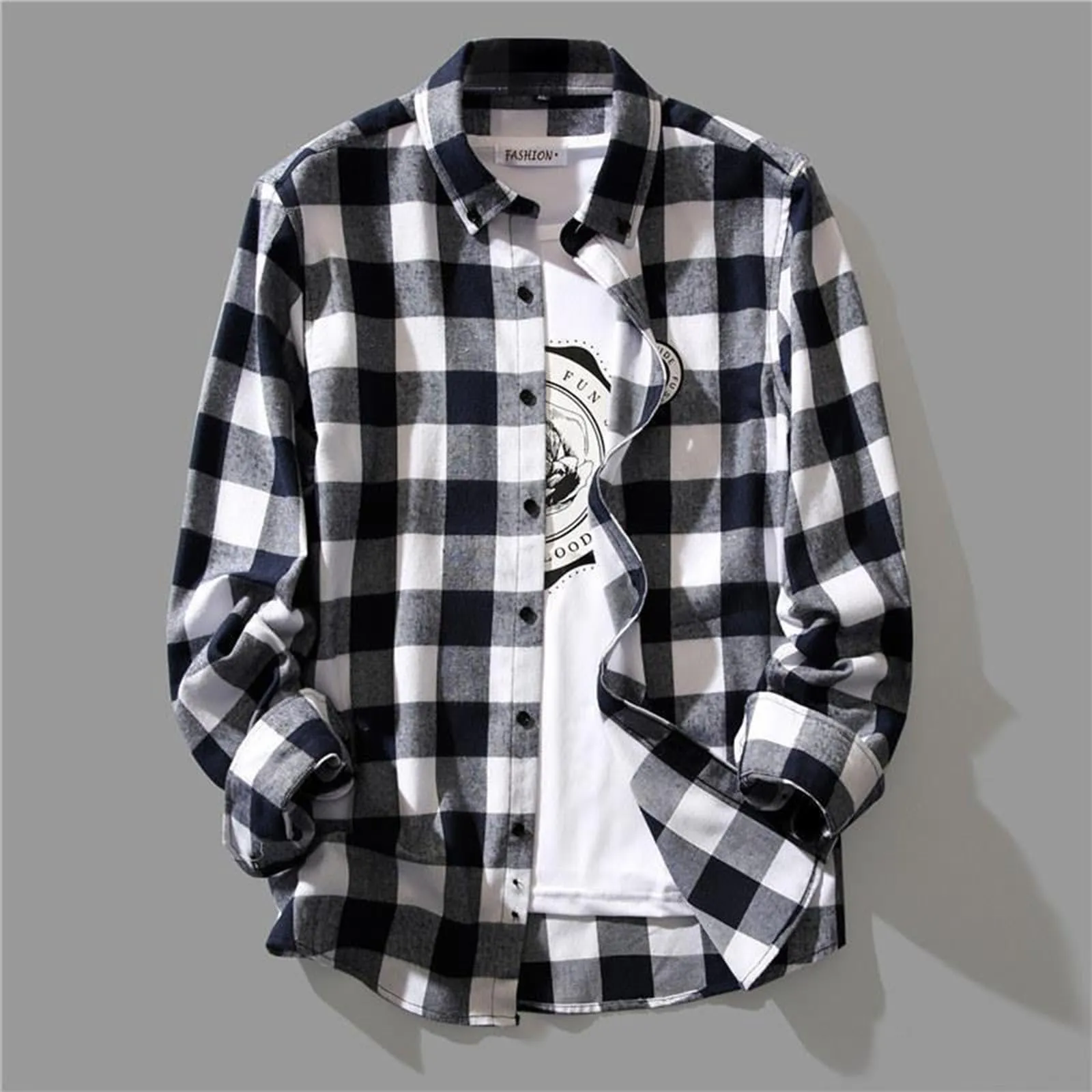 Camicia a quadri da uomo, camicia da lavoro loose fit, camicia di flanella, camicia a quadri, camicia da boscaiolo invernale, blusa per Oktoberfest, camicia tradizionale classica con risvolto, camicia - immagine 2