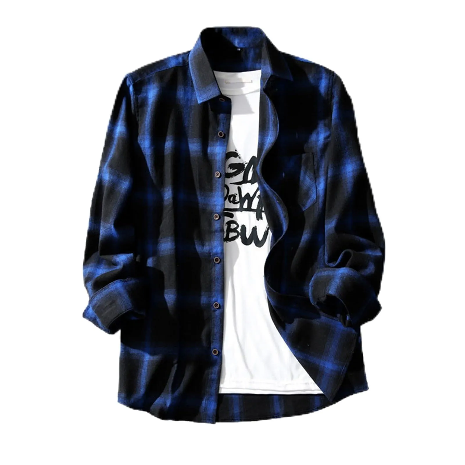 Camicia a quadri uomo camicia da lavoro loose fit camicia di flanella camicia a quadri camicia da boscaiolo invernale blusa Oktoberfest camicia tradizionale classica con risvolto camicia casual a - immagine 1