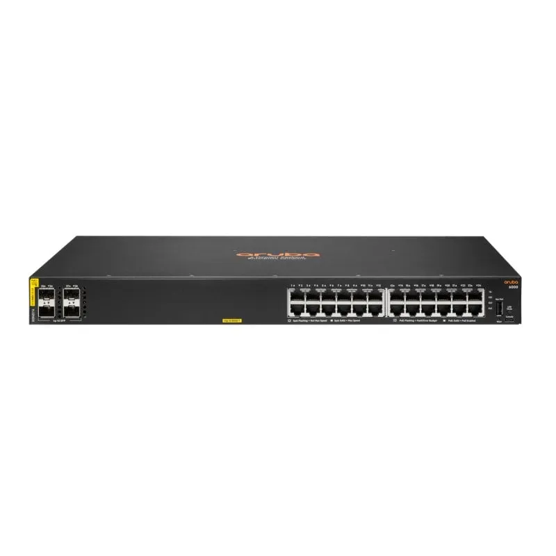 Switch PoE gestito HPE Aruba CX 6000 con 24 porte RJ-45, 4 SFP, 56 Gbps, 370 W - immagine 1