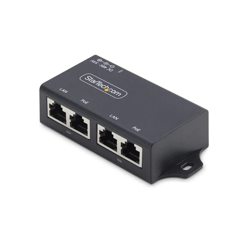 StarTech.com Alimentatore Gigabit PoE+ da 30 W, 2 porte, certificato IEEE 802.3at, modello AF221CE-POE-INJECTOR, installazione plug-and-play - immagine 1
