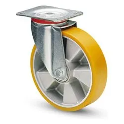 Ruota industriale (125x30mm) piastra girevole VULKOLAN 37 Silver e Giallo 06169 - immagine 1