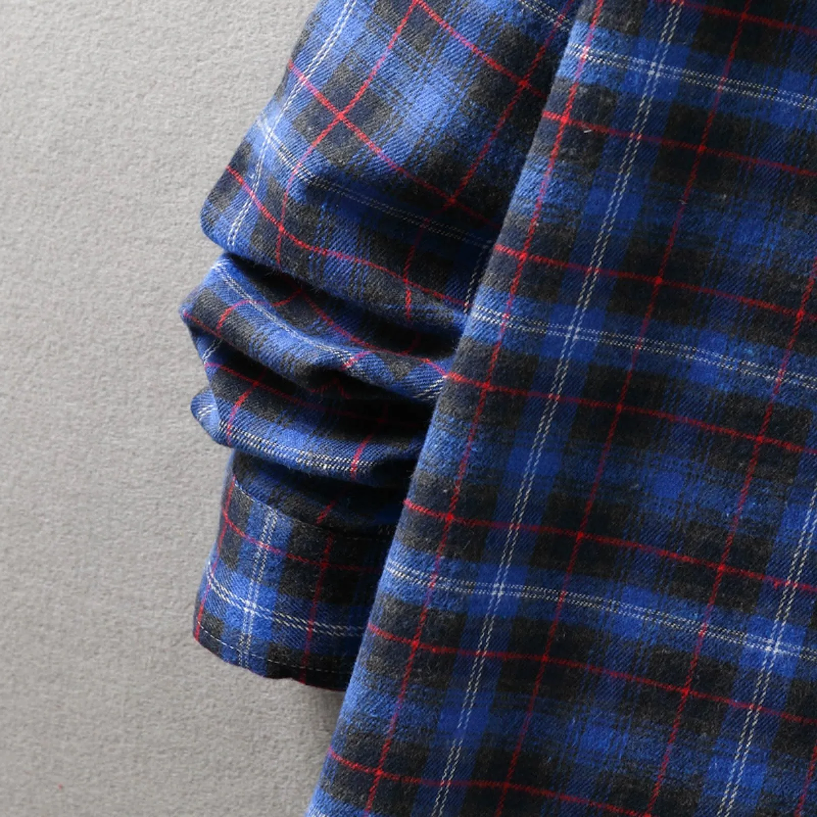 Camicia da lavoro da uomo, Loose Fit, in flanella, a quadri, per l'inverno, per il tempo libero, a maniche lunghe, in lino, S6 blu, L - immagine 7