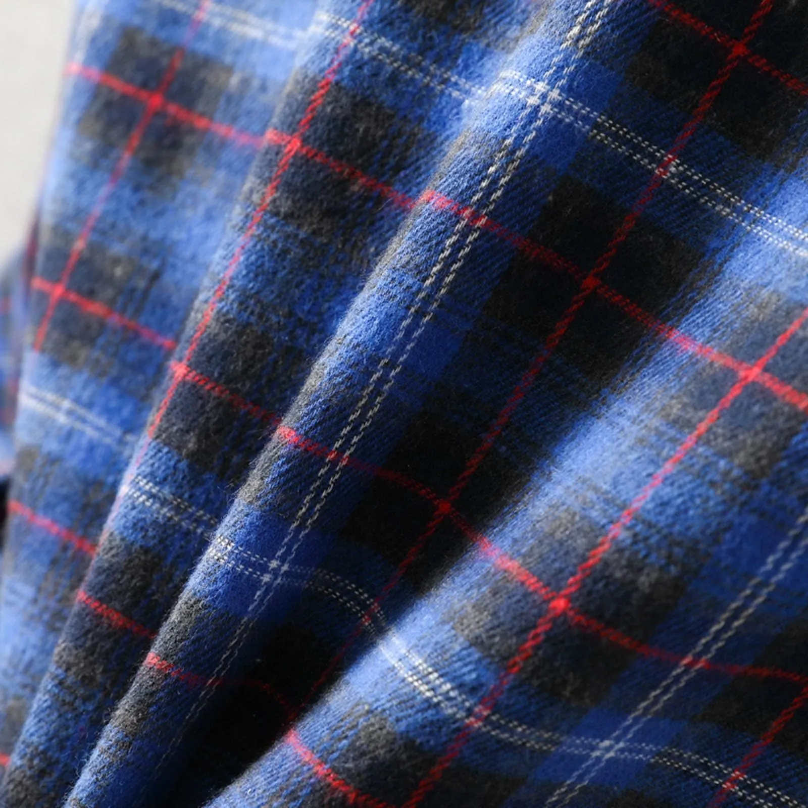 Camicia da lavoro da uomo, Loose Fit, in flanella, a quadri, per l'inverno, per il tempo libero, a maniche lunghe, in lino, S6 blu, XXL - immagine 6