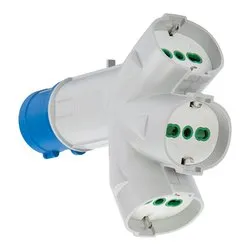 Adattatore spina CEE 220V 3 prese 2P+T 16A (pluristd italiano e tedesco) Blu e Bianco 73095 - immagine 1