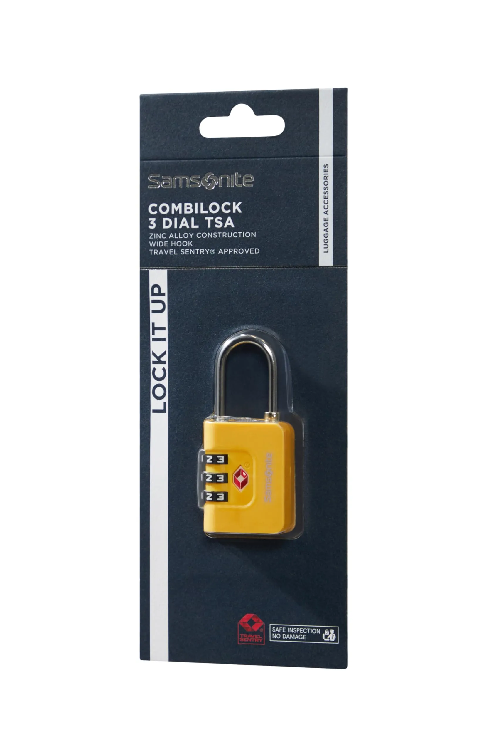 Samsonite TA Revolution - Lucchetto a combinazione TSA con codice a 3 cifre, lucchetto per bagagli sicuro per valigie e borse, lucchetto per valigia, Giallo - immagine 3