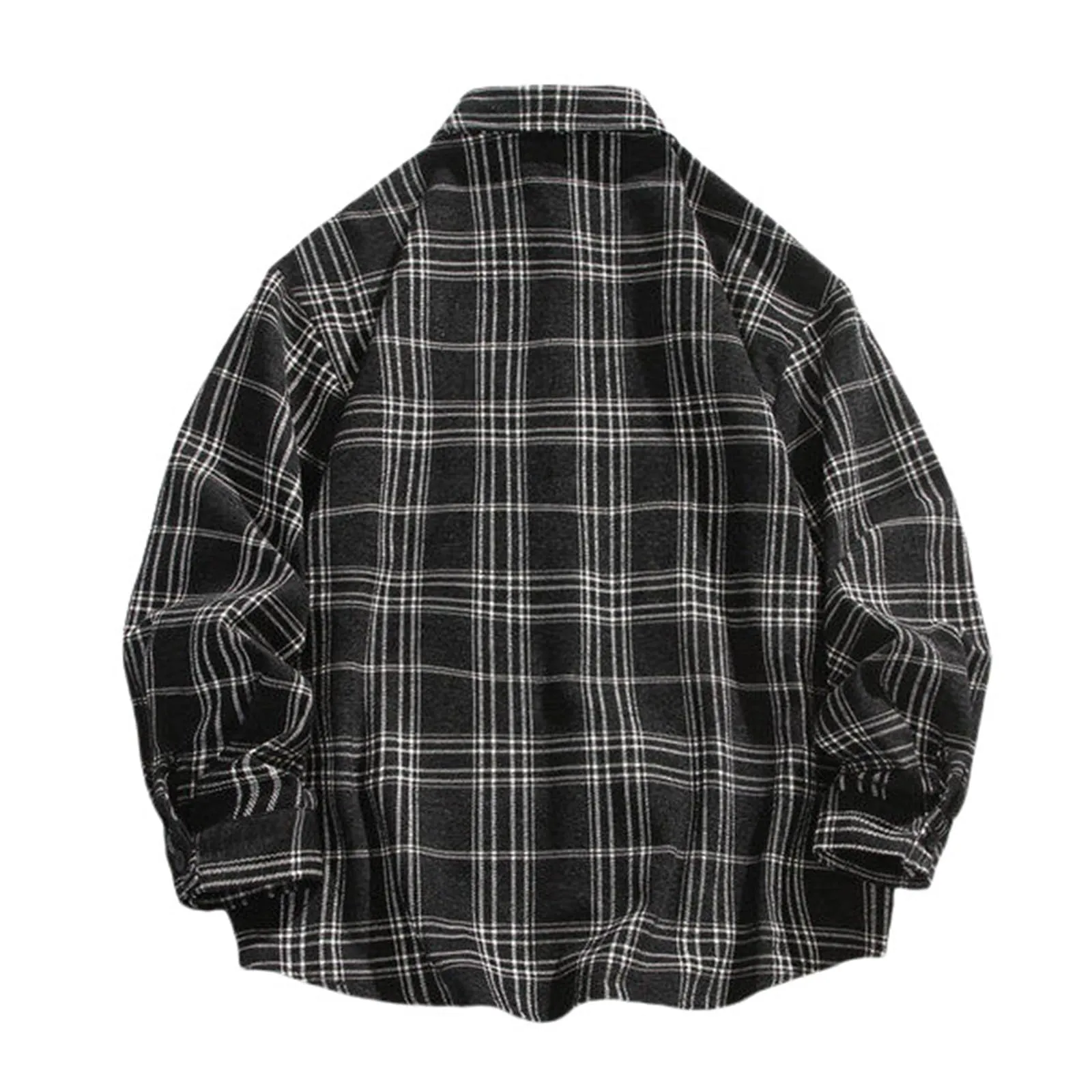 Camicia da lavoro da uomo, Loose Fit, in flanella, a quadri, per l'inverno, per il tempo libero, a maniche lunghe, in lino, S7 nero, 4XL - immagine 4