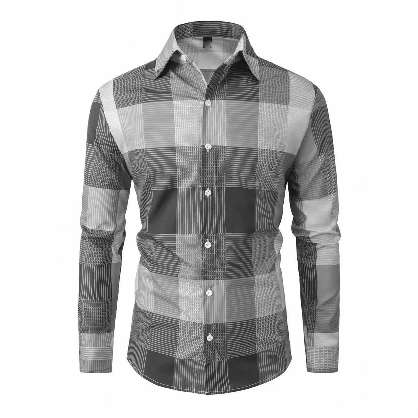Camicia da lavoro da uomo, Loose Fit, in flanella, a quadri, per l'inverno, per il tempo libero, a maniche lunghe, in lino, S7 grigio, 3XL - immagine 2