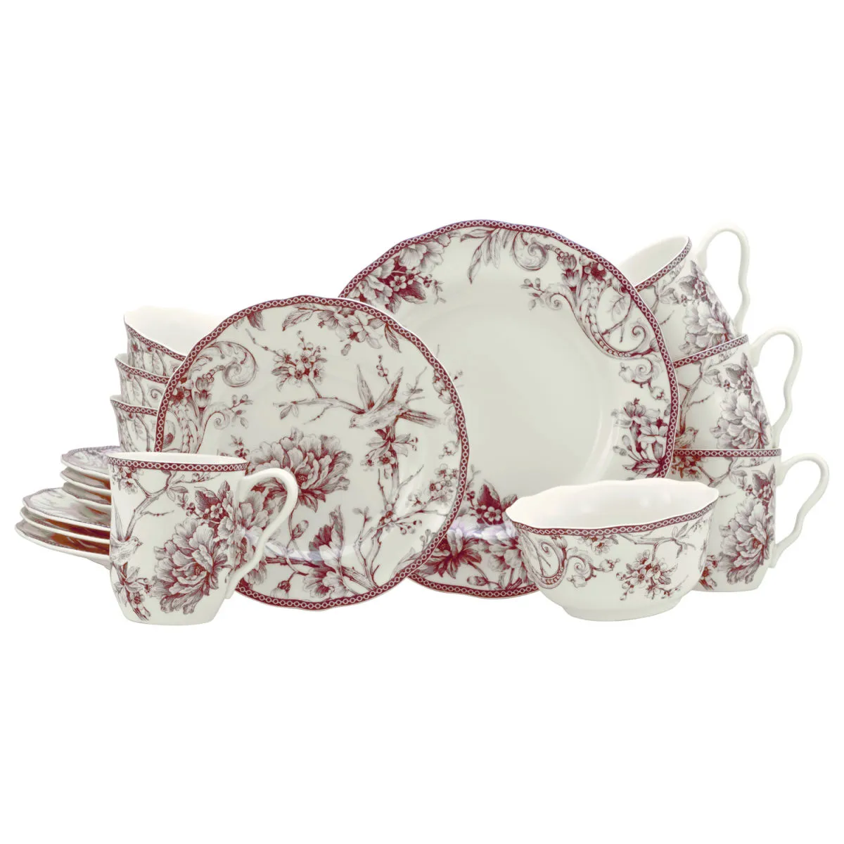 CreaTable Adelaide - Servizio combinato da 16 pezzi; rosso - immagine 1