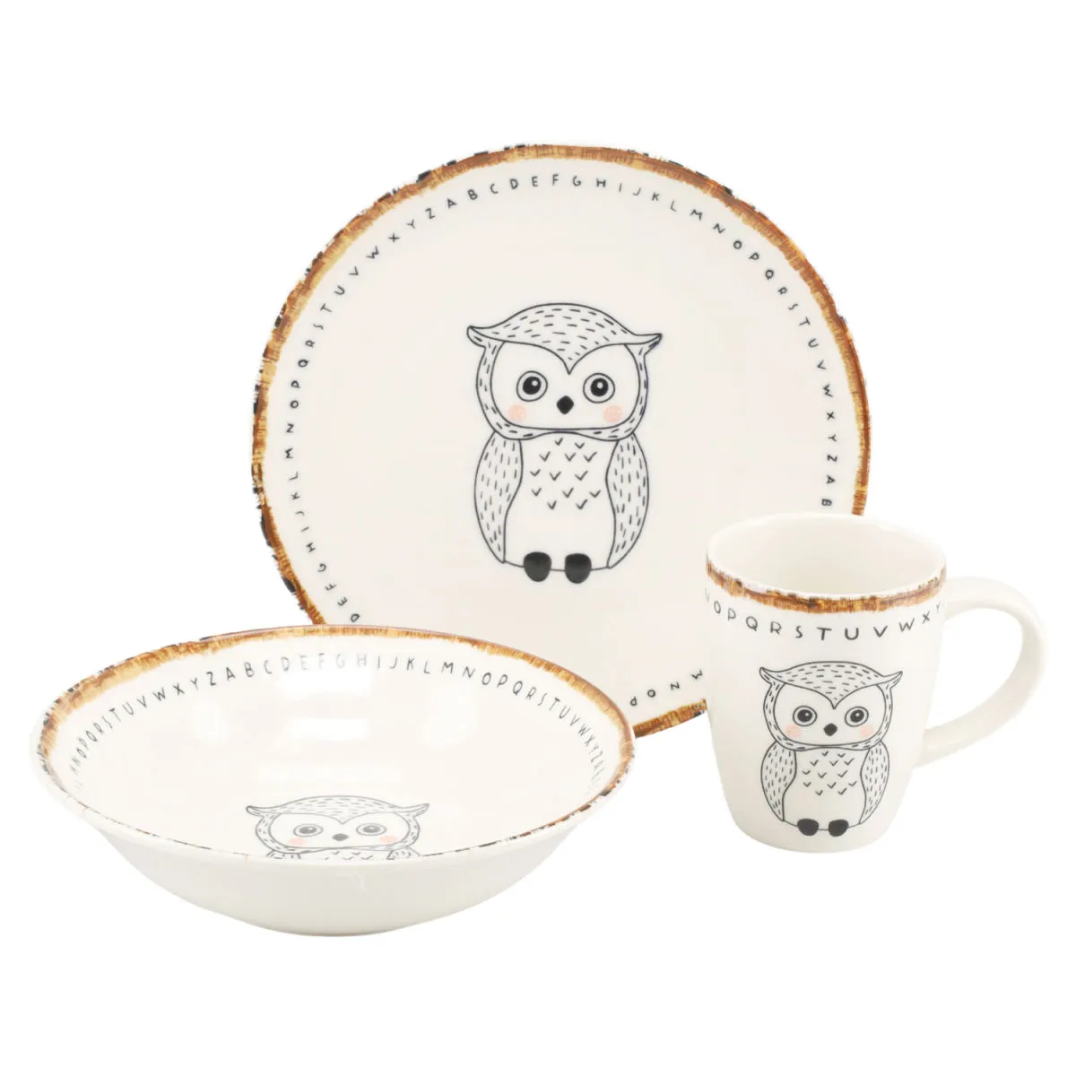 CreaTable Amici del bosco - Motivo gufo - Set per bambini da 3 pezzi; multicolore - immagine 1