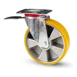 Ruota industriale (150x40mm) piastra girevole e freno VULKOLAN 37BIS Silver e Giallo 06165 - immagine 1