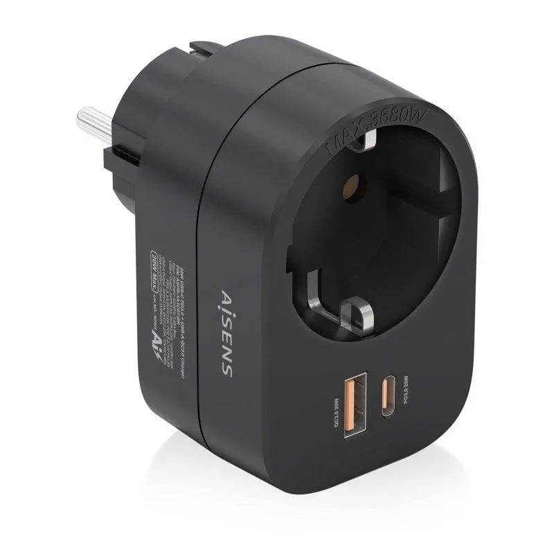 Multipresa Aisens PRPW1P-032C 1 presa 1 USB-C 1 USB-A protezione GaN PD QC3.0 - immagine 1